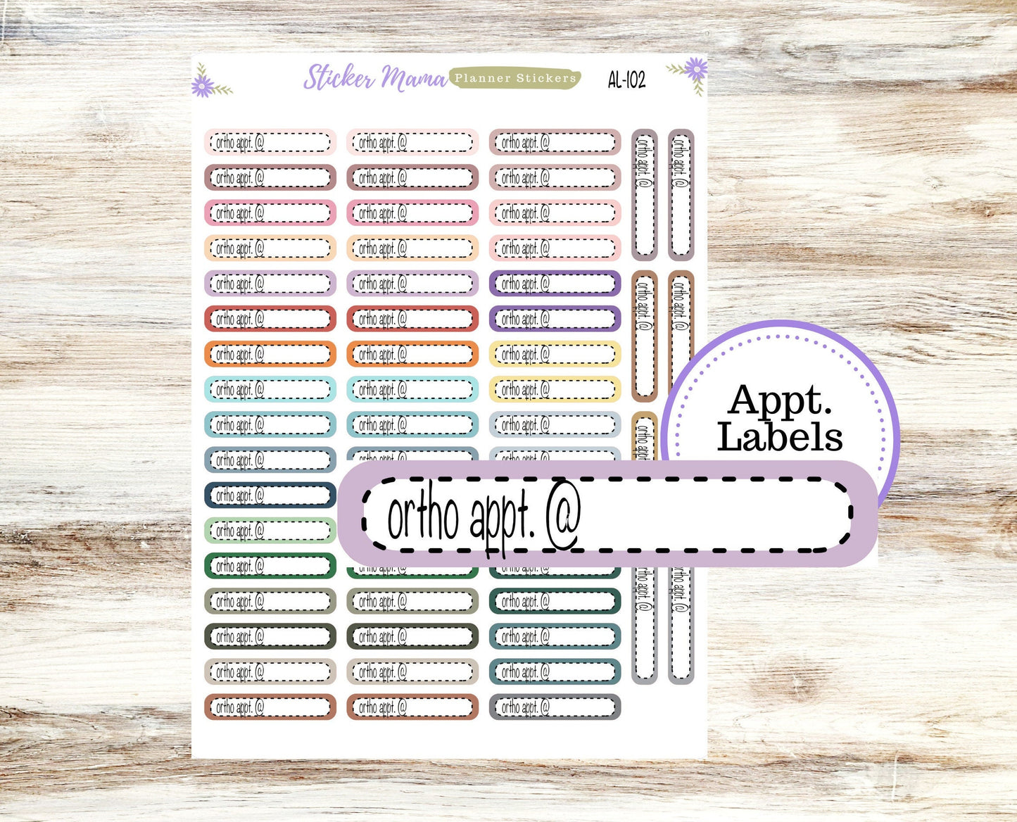 AL-102 || ORTHO APPOINTMENT Labels || Planner Stickers || Labels Sticker || Ortho Appointment Stickers