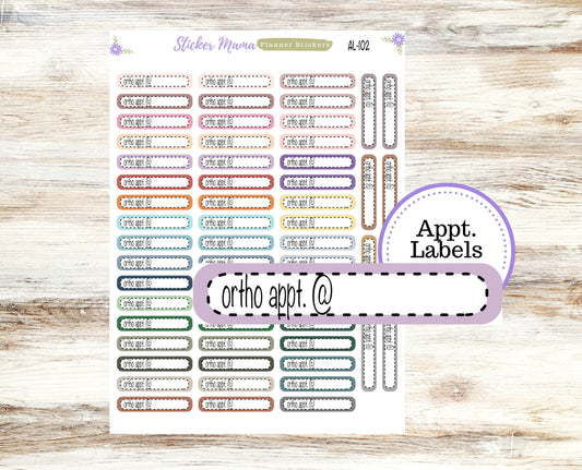 AL-102 || ORTHO APPOINTMENT Labels || Planner Stickers || Labels Sticker || Ortho Appointment Stickers