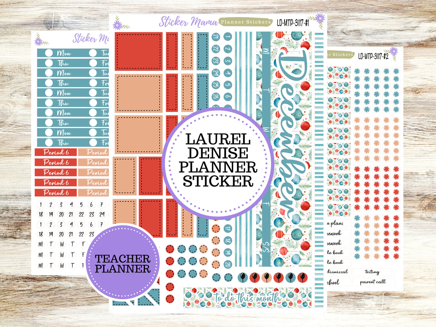 LAUREL DENISE TEACHER Planner Kit #3117 || Laurel Denise Kit || Laurel Denise Stickers || Laurel Denise Horizontal Vertical || December