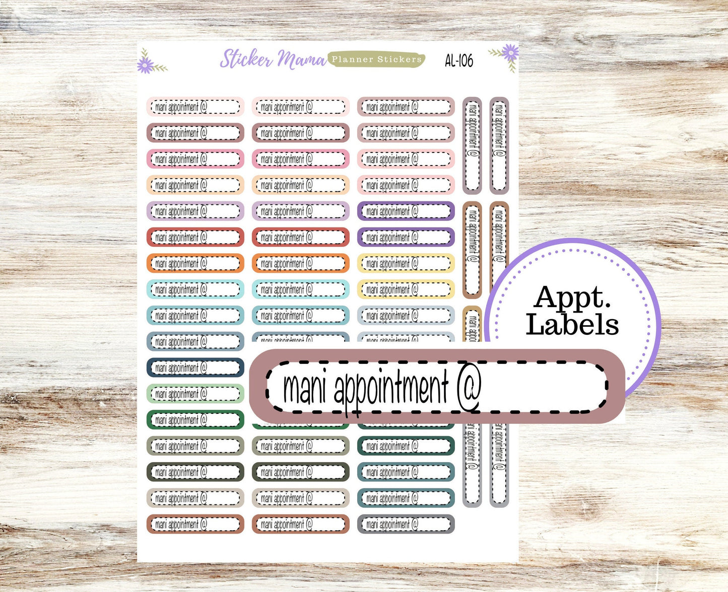 AL-106 || MANI APPOINTMENT Labels || Planner Stickers || Labels Sticker || Mani Appointment Stickers