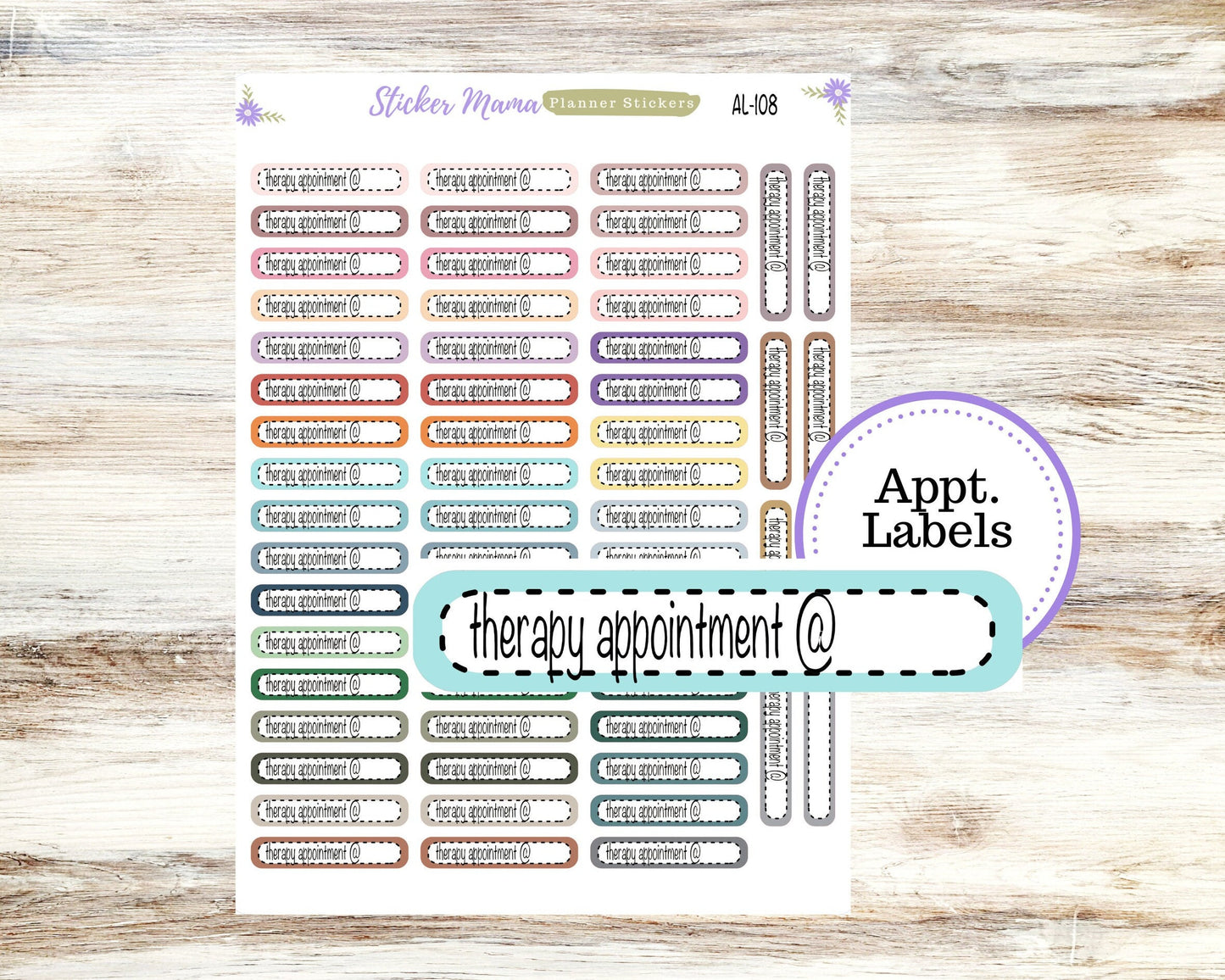 AL-108 || THERAPY APPOINTMENT Labels || Planner Stickers || Labels Sticker || Therapy Appointment Stickers