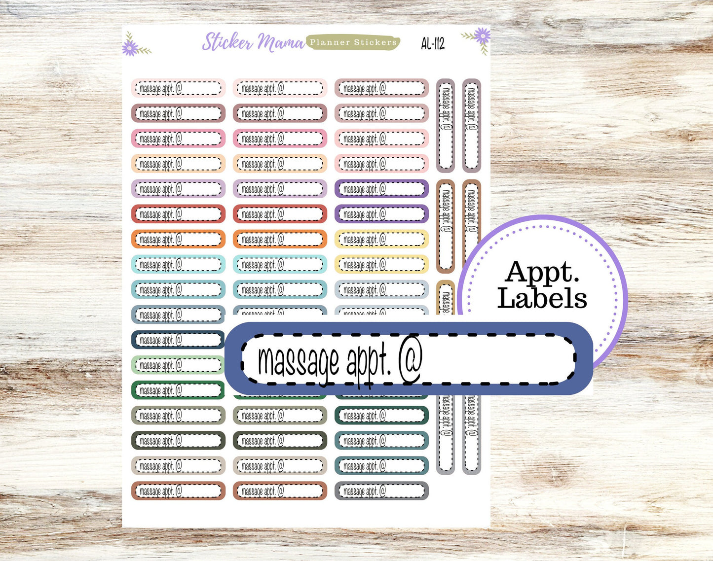 AL-112 || MASSAGE APPOINTMENT Labels || Planner Stickers || Labels Sticker || Massage Appointment Stickers