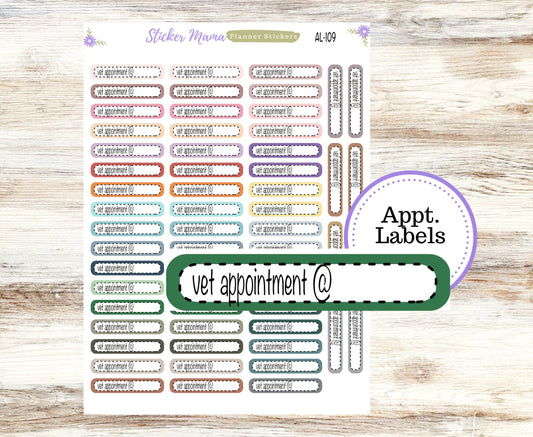 AL-109 || VET APPOINTMENT Labels || Planner Stickers || Labels Sticker || Vet Appointment Stickers