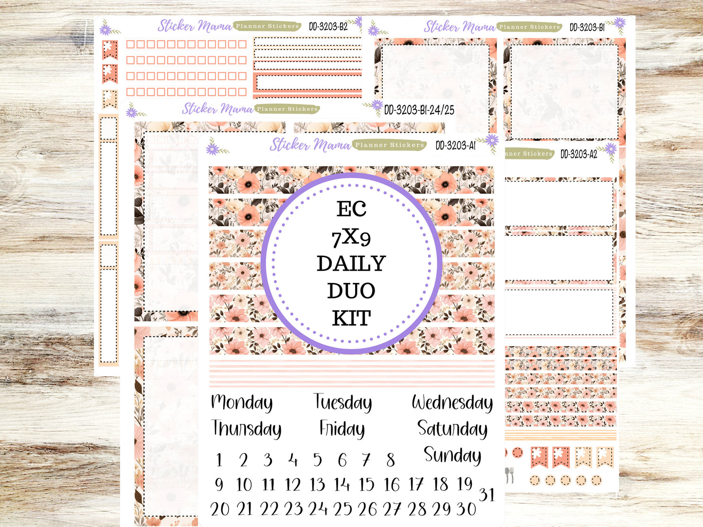 ERIN CONDREN Daily Duo 7x9-Kit #3203 || Pretty in Pink || Erin Condren Planner Stickers - Daily Duo 7x9 Planner - Daily Duo Stickers