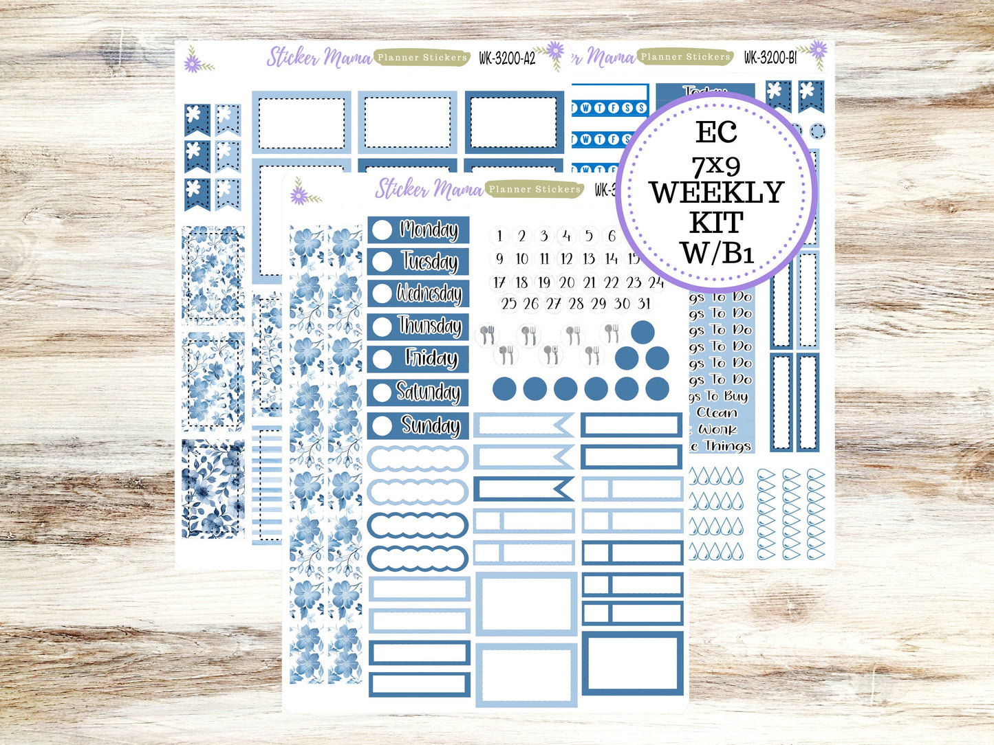 ERIN CONDREN WK-3200 || Cool Blue  || Weekly Planner Kit || Erin Condren || Hourly Planner Kit || Vertical Planner Kit