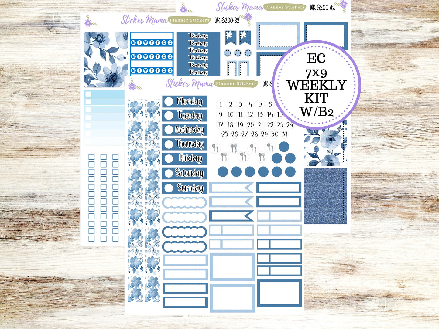 ERIN CONDREN WK-3200 || Cool Blue  || Weekly Planner Kit || Erin Condren || Hourly Planner Kit || Vertical Planner Kit