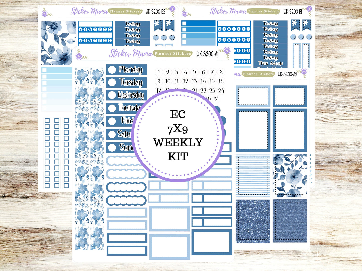 ERIN CONDREN WK-3200 || Cool Blue  || Weekly Planner Kit || Erin Condren || Hourly Planner Kit || Vertical Planner Kit