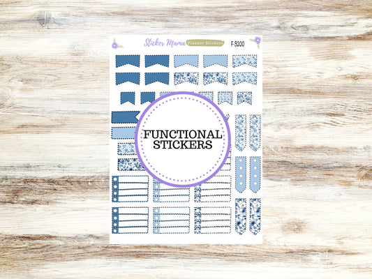 CUTE FUNCTIONAL STICKERS-F3200 || Cool Blue Stickers || Planner Stickers || Stickers ||