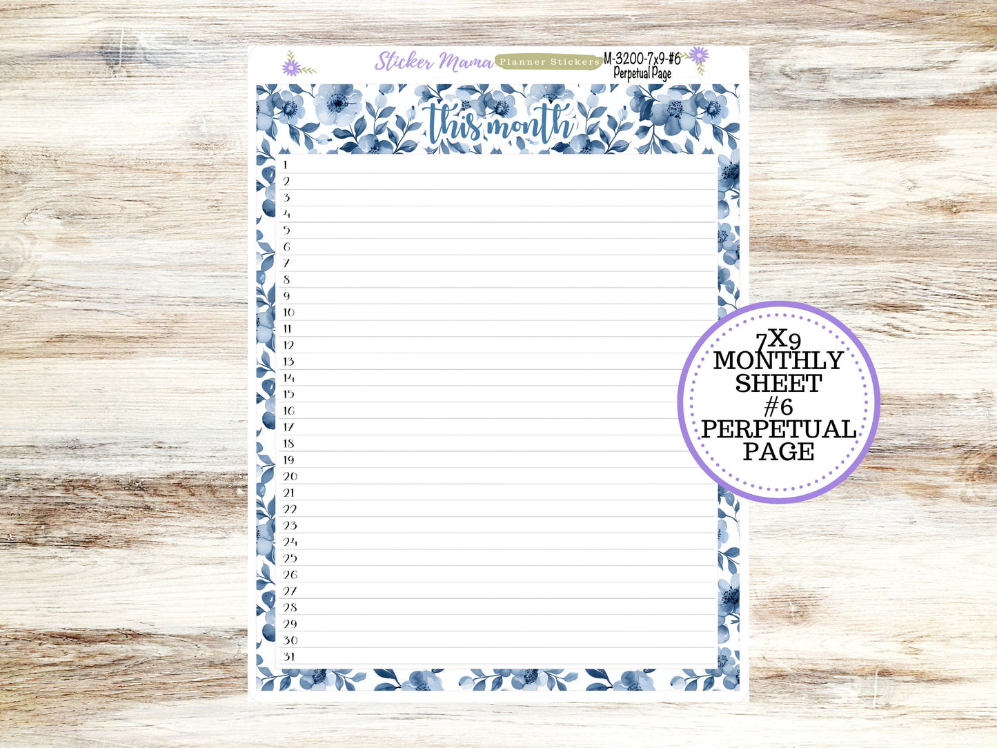 ERIN CONDREN Monthly Kit-3200 || 7X9 ||  Cool Blue Monthly  - 7x9 EC Any Monthly Kit - Floral Monthly Planner Kits -  Monthly