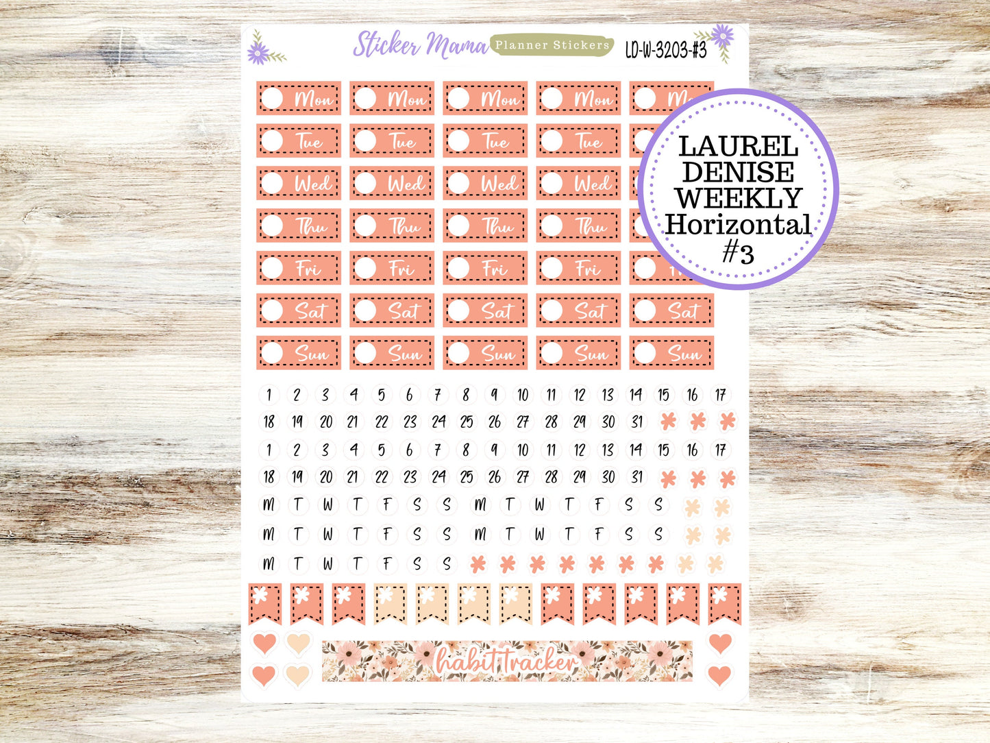 LAUREL DENISE PLANNER Kit #3203 || Laurel Denise Kit || Laurel Denise Stickers || Laurel Denise Horizontal Vertical || Pretty in Pink