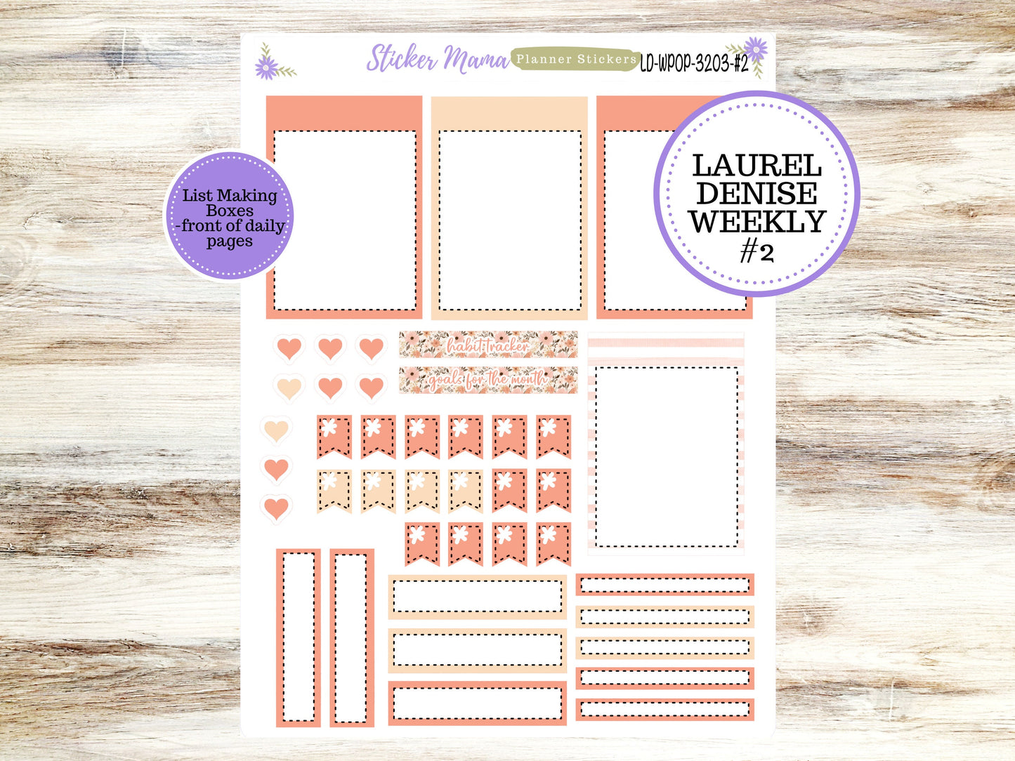 LAUREL DENISE PORTRAIT Any Month Planner Kit #3203 || Pretty in Pink || Laurel Denise Kit || Laurel Denise Stickers ||  || Floral ld