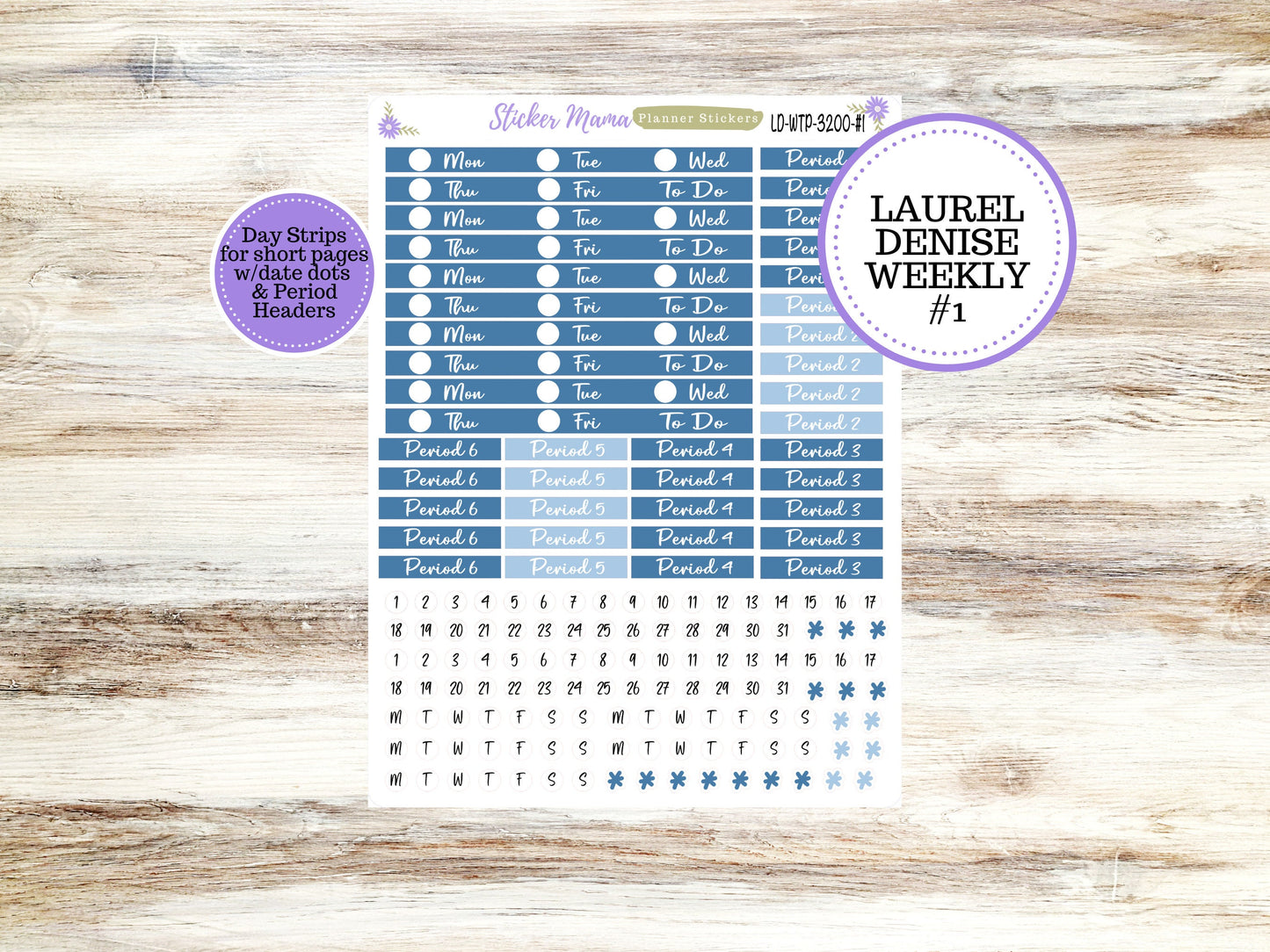 LAUREL DENISE TEACHER Planner Kit #3200 || Cool Blue ||Laurel Denise Kit || Laurel Denise Stickers || Laurel Denise Horizontal Vertical ||