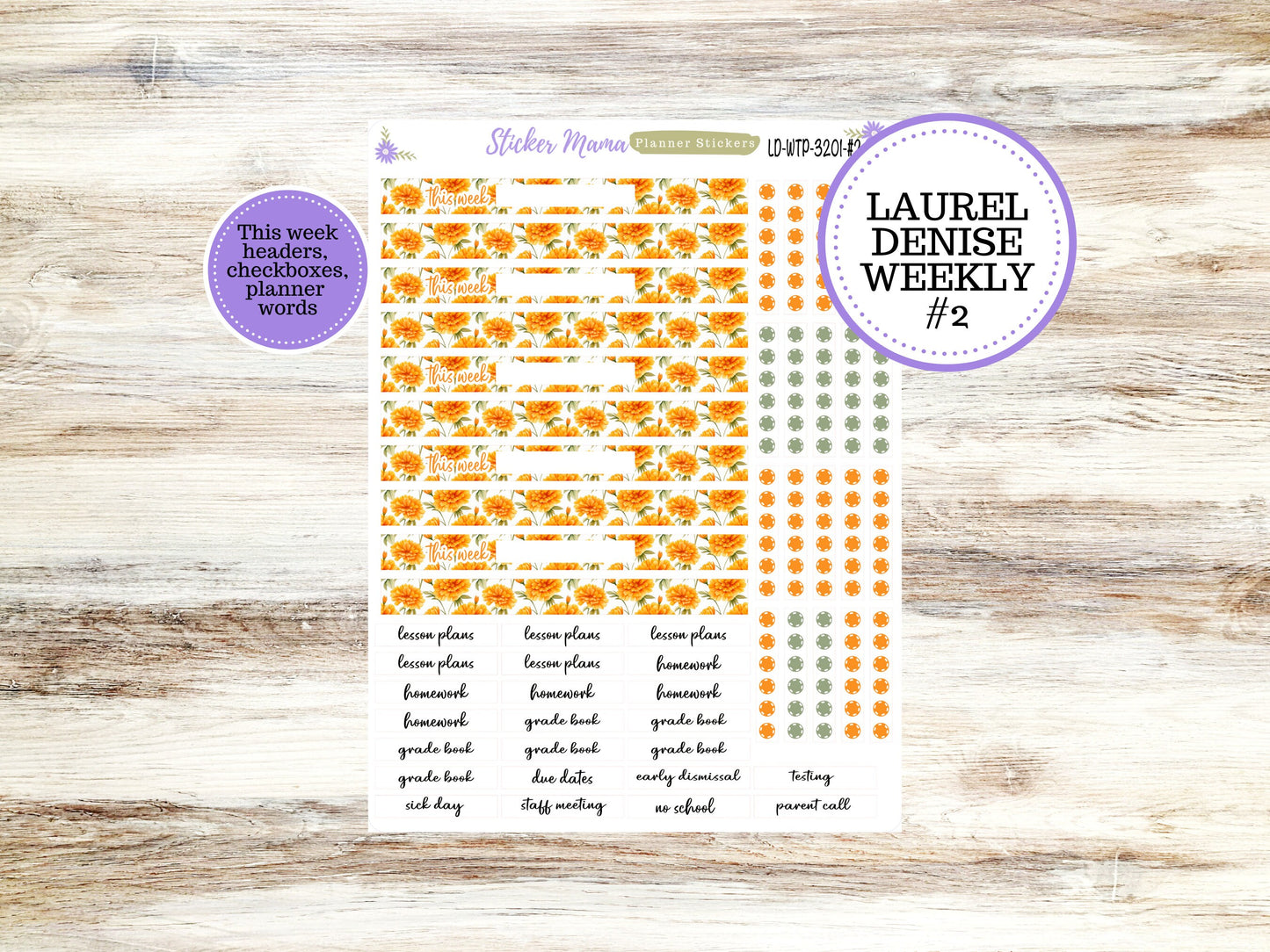 LAUREL DENISE TEACHER Planner Kit #3201 ||Fall Colors ||Laurel Denise Kit || Laurel Denise Stickers || Laurel Denise Horizontal Vertical ||