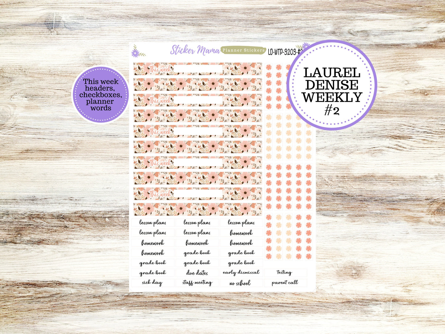 LAUREL DENISE TEACHER Planner Kit #3203 || Pretty in Pink ||Laurel Denise Kit || Laurel Denise Stickers || Laurel Denise Horizontal Vertical