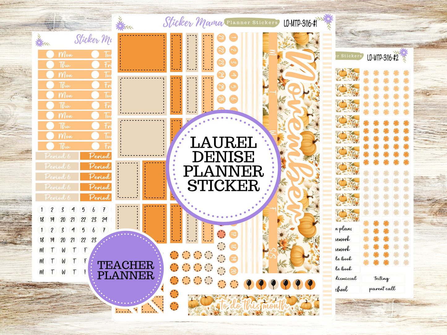 LAUREL DENISE TEACHER Planner Kit #3116 || Laurel Denise Kit || Laurel Denise Stickers || Laurel Denise Horizontal Vertical || November