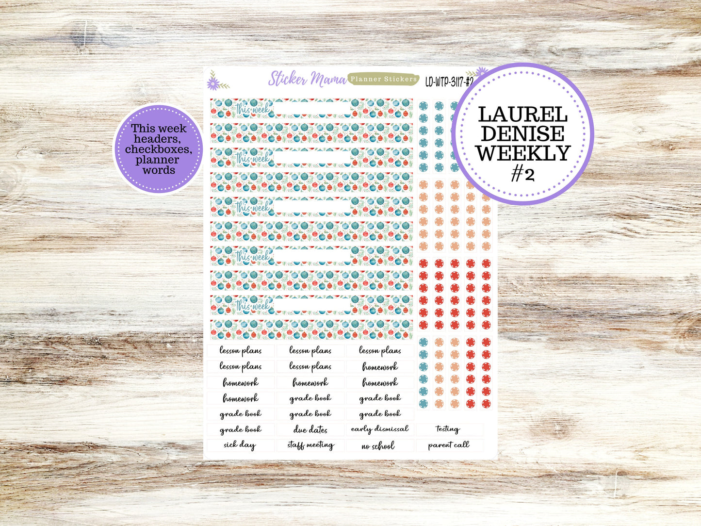 LAUREL DENISE TEACHER Planner Kit #3117 || Laurel Denise Kit || Laurel Denise Stickers || Laurel Denise Horizontal Vertical || December