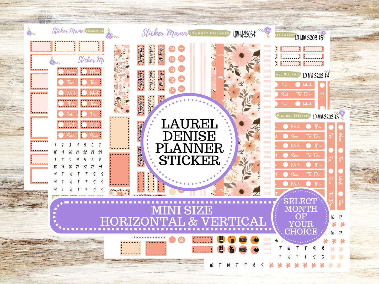 LAUREL DENISE MINI Planner Kit #3203 || Laurel Denise Kit || Laurel Denise Stickers || Laurel Denise Horizontal Vertical || Pretty in Pink