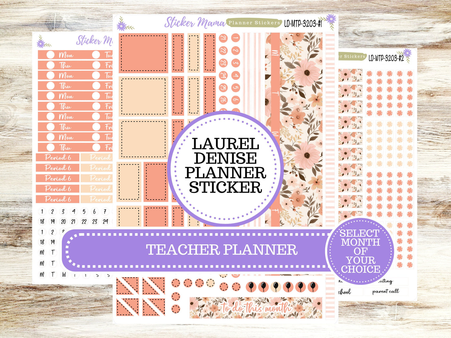 LAUREL DENISE TEACHER Planner Kit #3203 || Pretty in Pink ||Laurel Denise Kit || Laurel Denise Stickers || Laurel Denise Horizontal Vertical