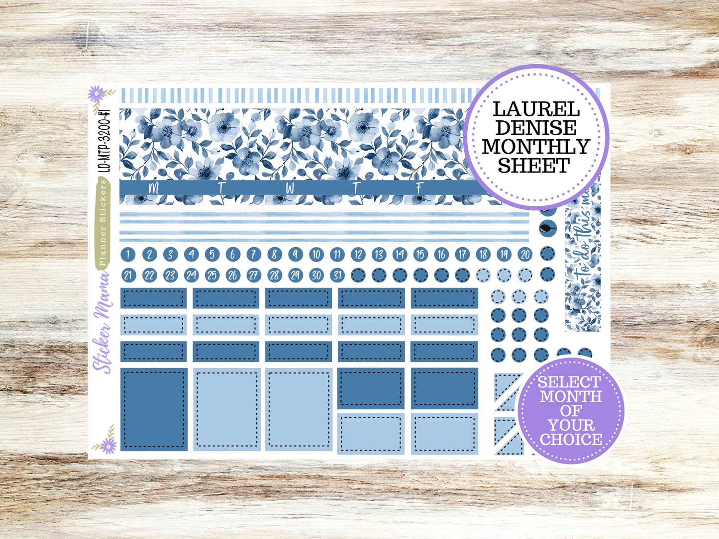 LAUREL DENISE TEACHER Planner Kit #3200 || Cool Blue ||Laurel Denise Kit || Laurel Denise Stickers || Laurel Denise Horizontal Vertical ||