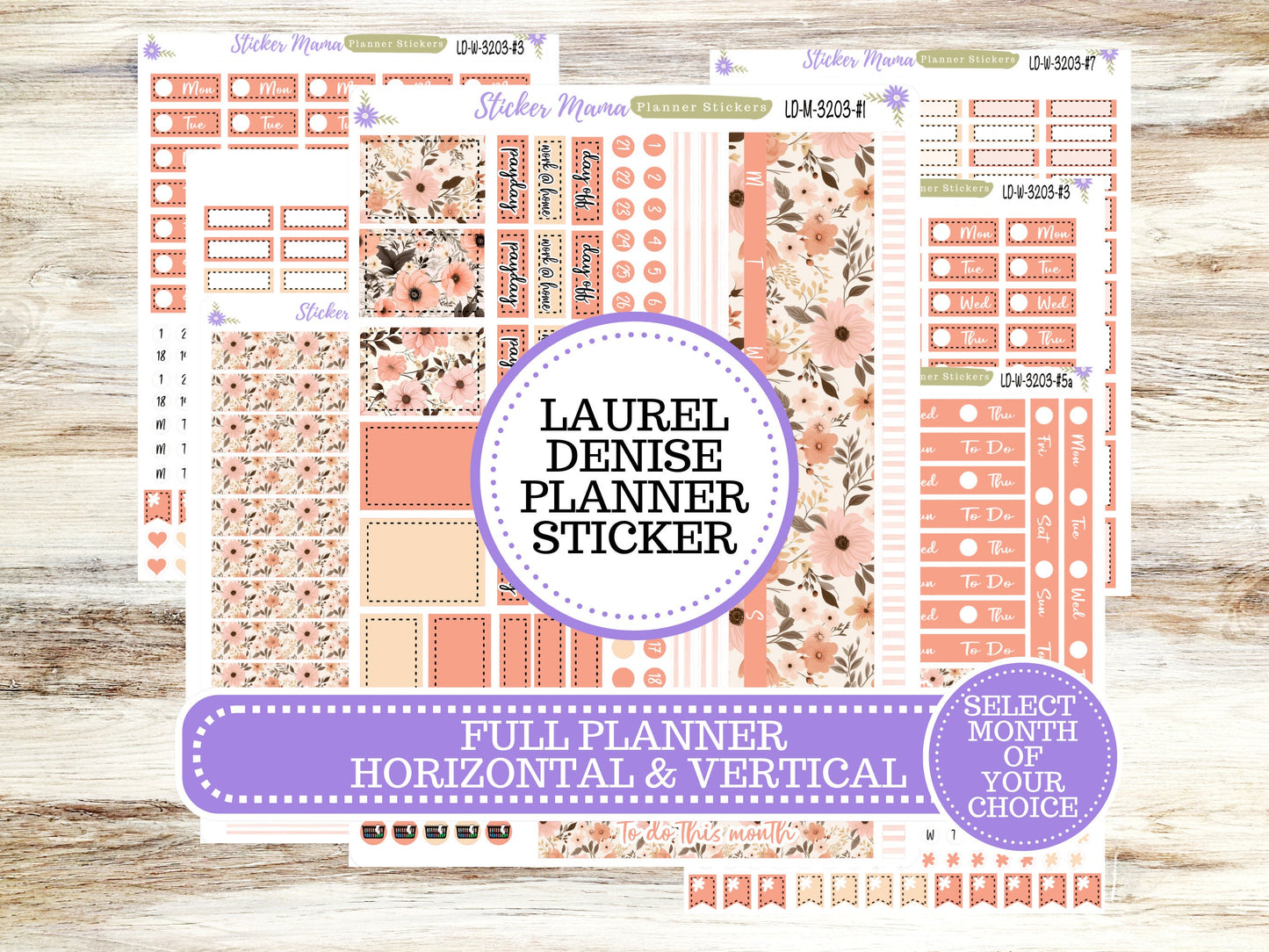 LAUREL DENISE PLANNER Kit #3203 || Laurel Denise Kit || Laurel Denise Stickers || Laurel Denise Horizontal Vertical || Pretty in Pink