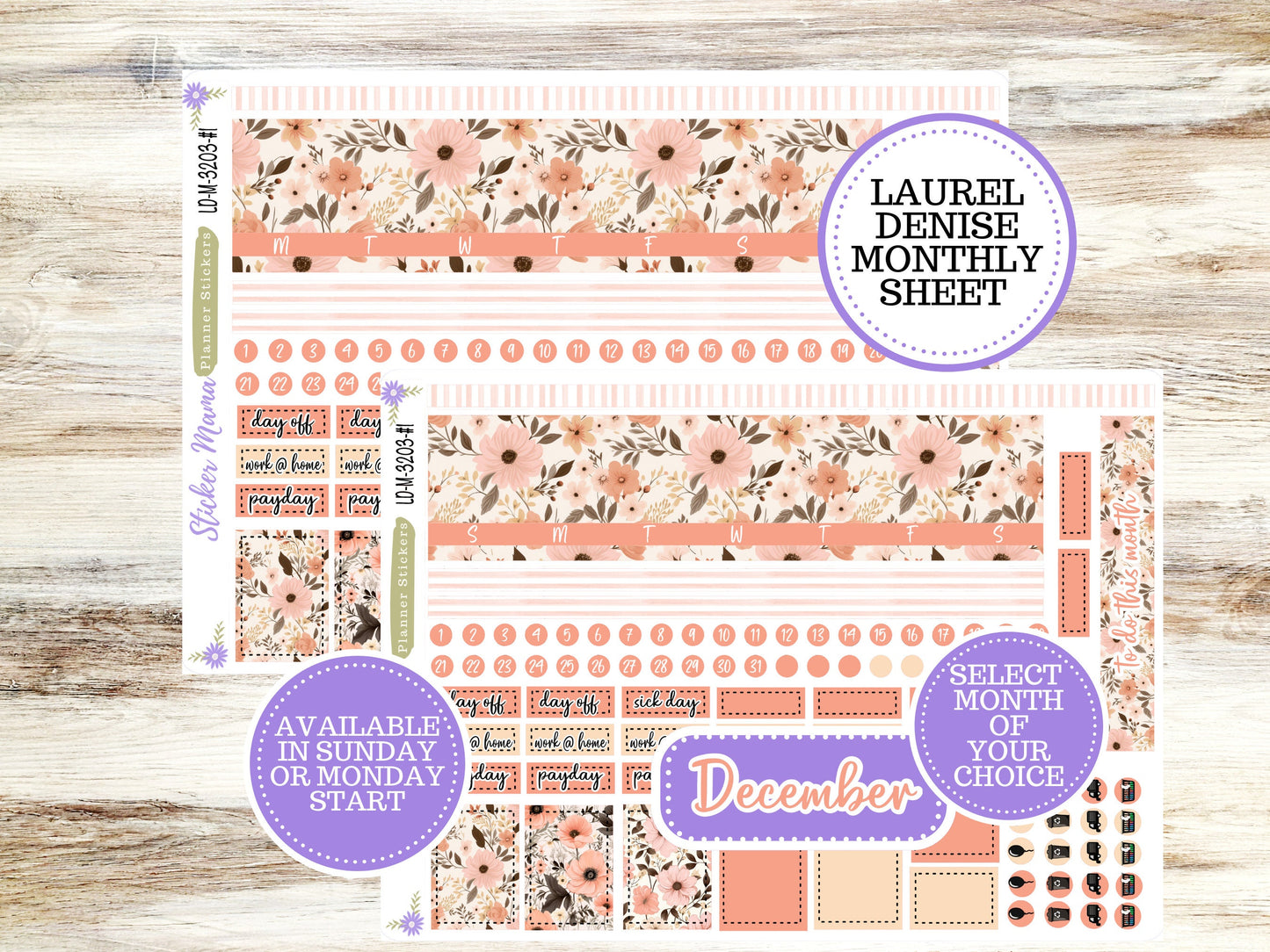 LAUREL DENISE PLANNER Kit #3203 || Laurel Denise Kit || Laurel Denise Stickers || Laurel Denise Horizontal Vertical || Pretty in Pink