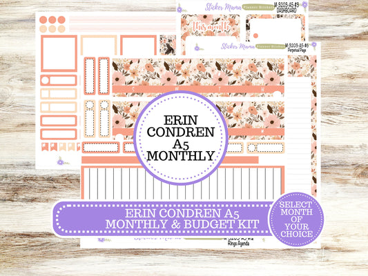 ERIN CONDRE Monthly  Kit-3203 || A5 || Pretty in Pink Stickers  || - ec any Monthly Kit - Floral Monthly Planner Kits - Monthly