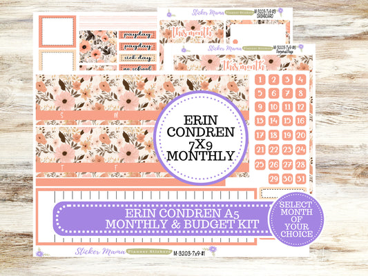 ERIN CONDREN Monthly Kit-3203 || 7X9 ||  Pretty in Pink Monthly  - 7x9 EC Any Monthly Kit - Floral Monthly Planner Kits -  Monthly