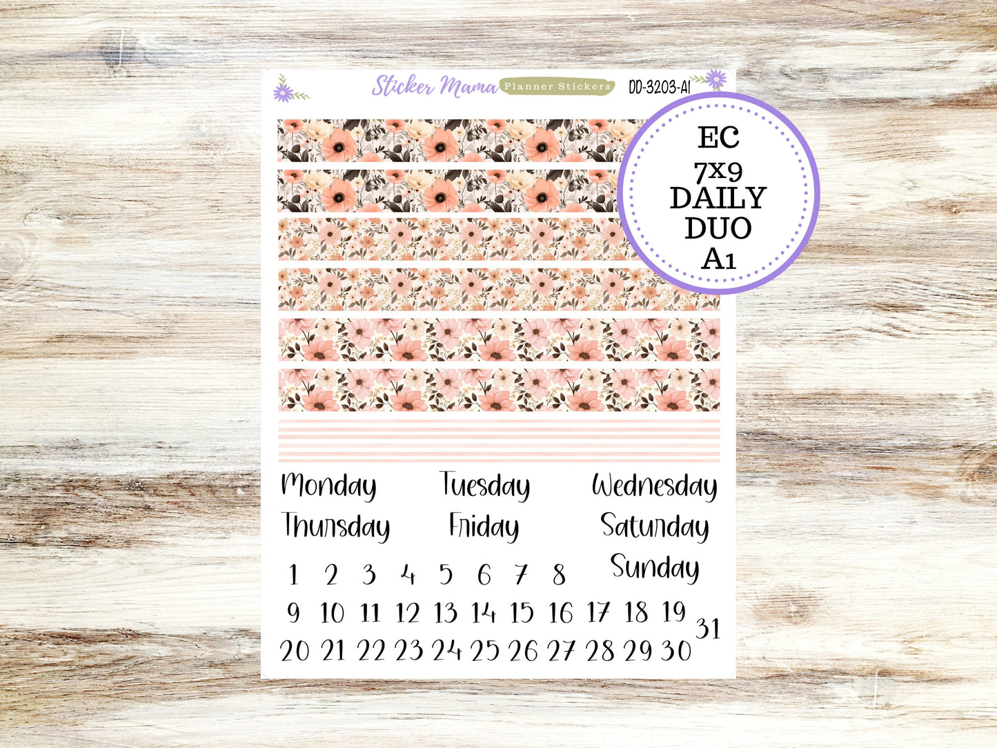 ERIN CONDREN Daily Duo 7x9-Kit #3203 || Pretty in Pink || Erin Condren Planner Stickers - Daily Duo 7x9 Planner - Daily Duo Stickers