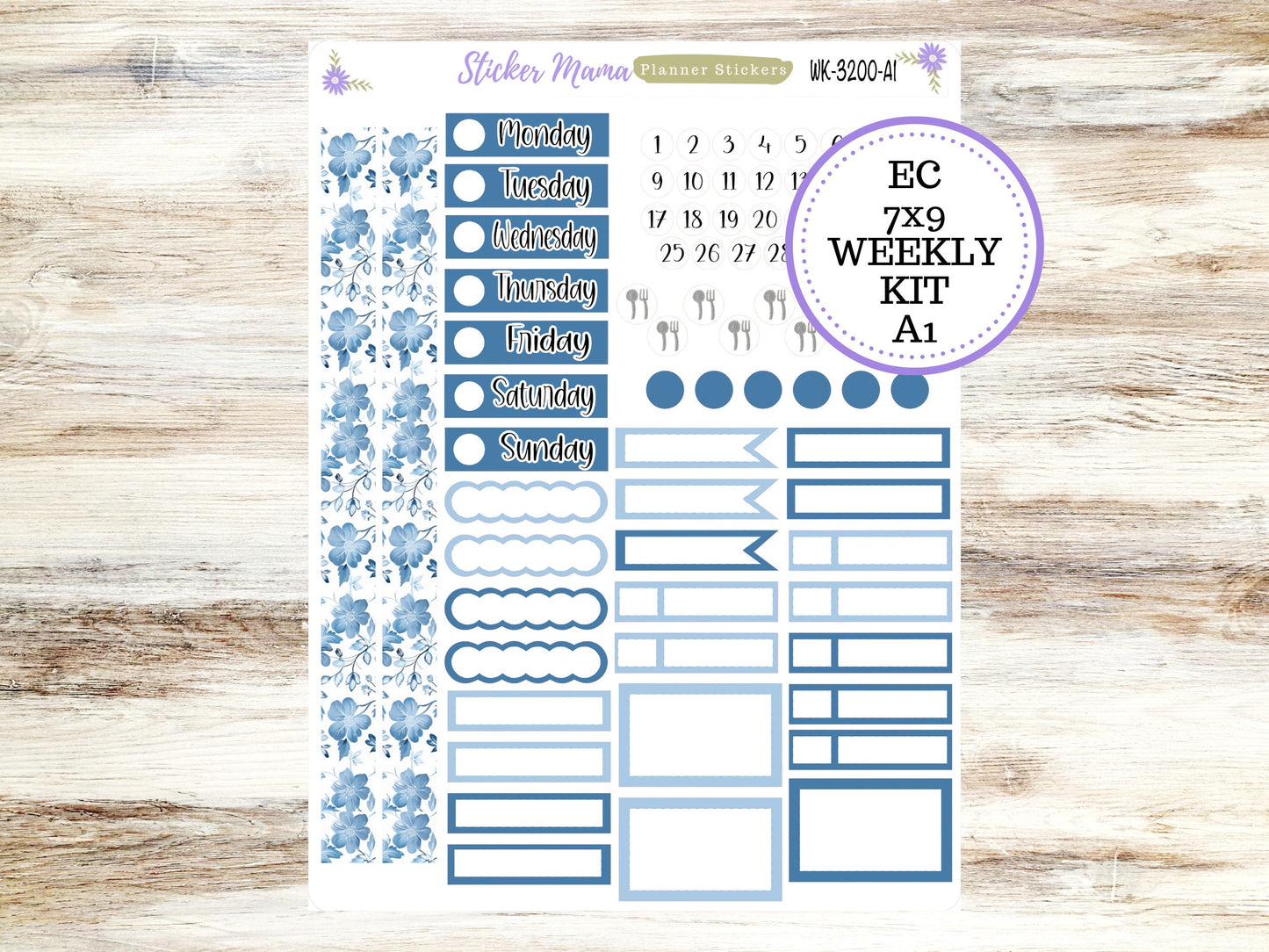 ERIN CONDREN WK-3200 || Cool Blue  || Weekly Planner Kit || Erin Condren || Hourly Planner Kit || Vertical Planner Kit