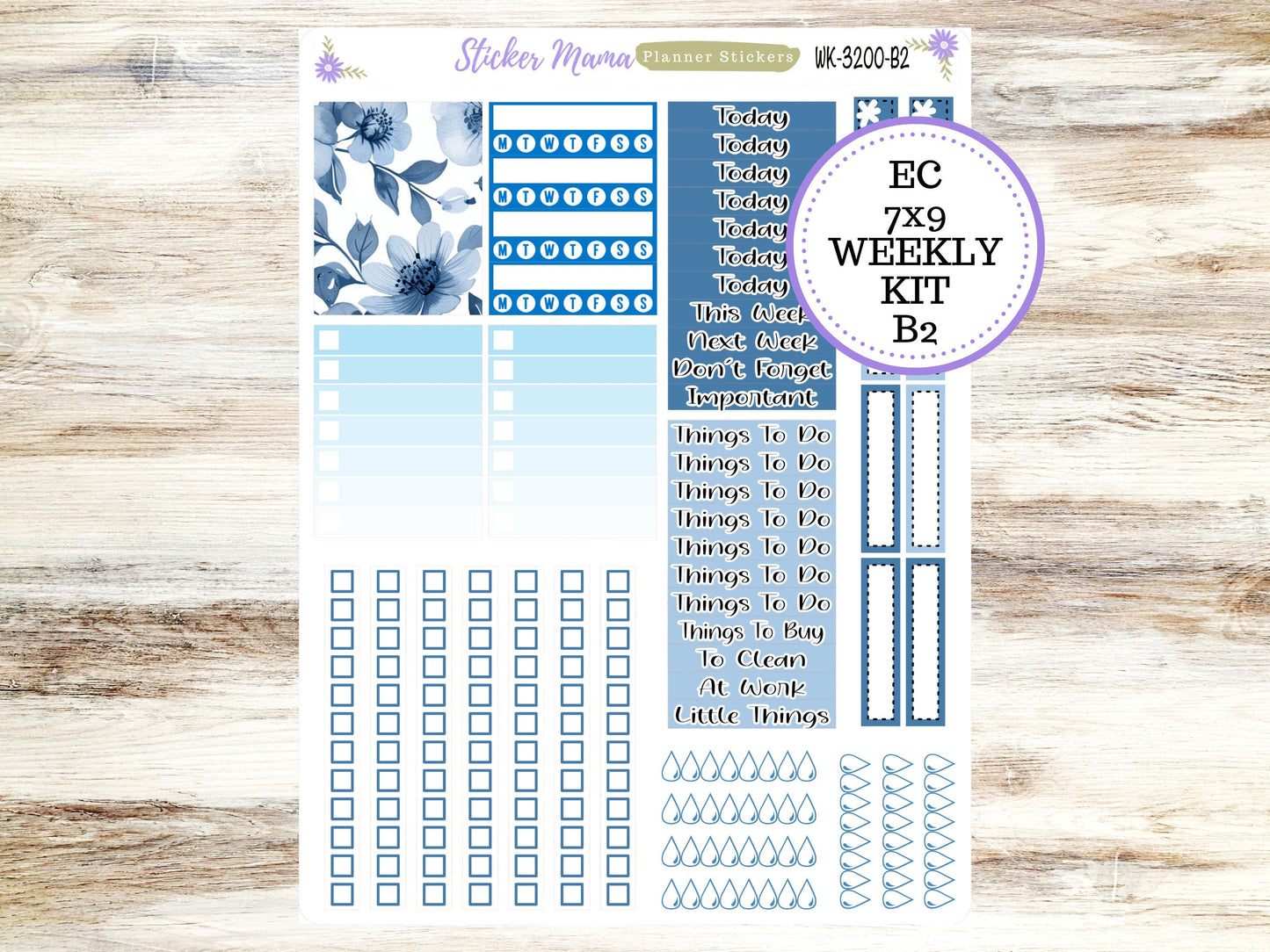 ERIN CONDREN WK-3200 || Cool Blue  || Weekly Planner Kit || Erin Condren || Hourly Planner Kit || Vertical Planner Kit