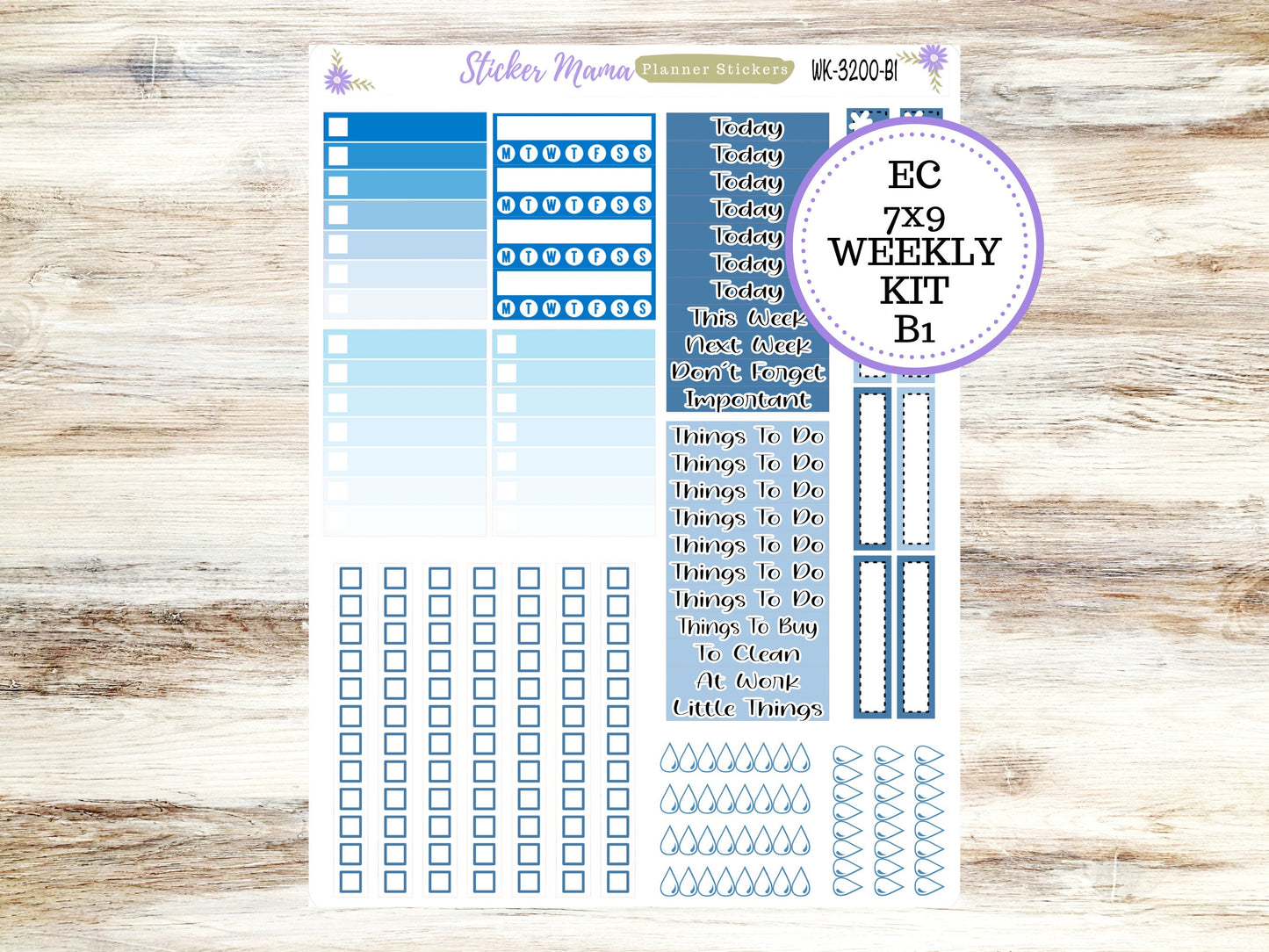 ERIN CONDREN WK-3200 || Cool Blue  || Weekly Planner Kit || Erin Condren || Hourly Planner Kit || Vertical Planner Kit