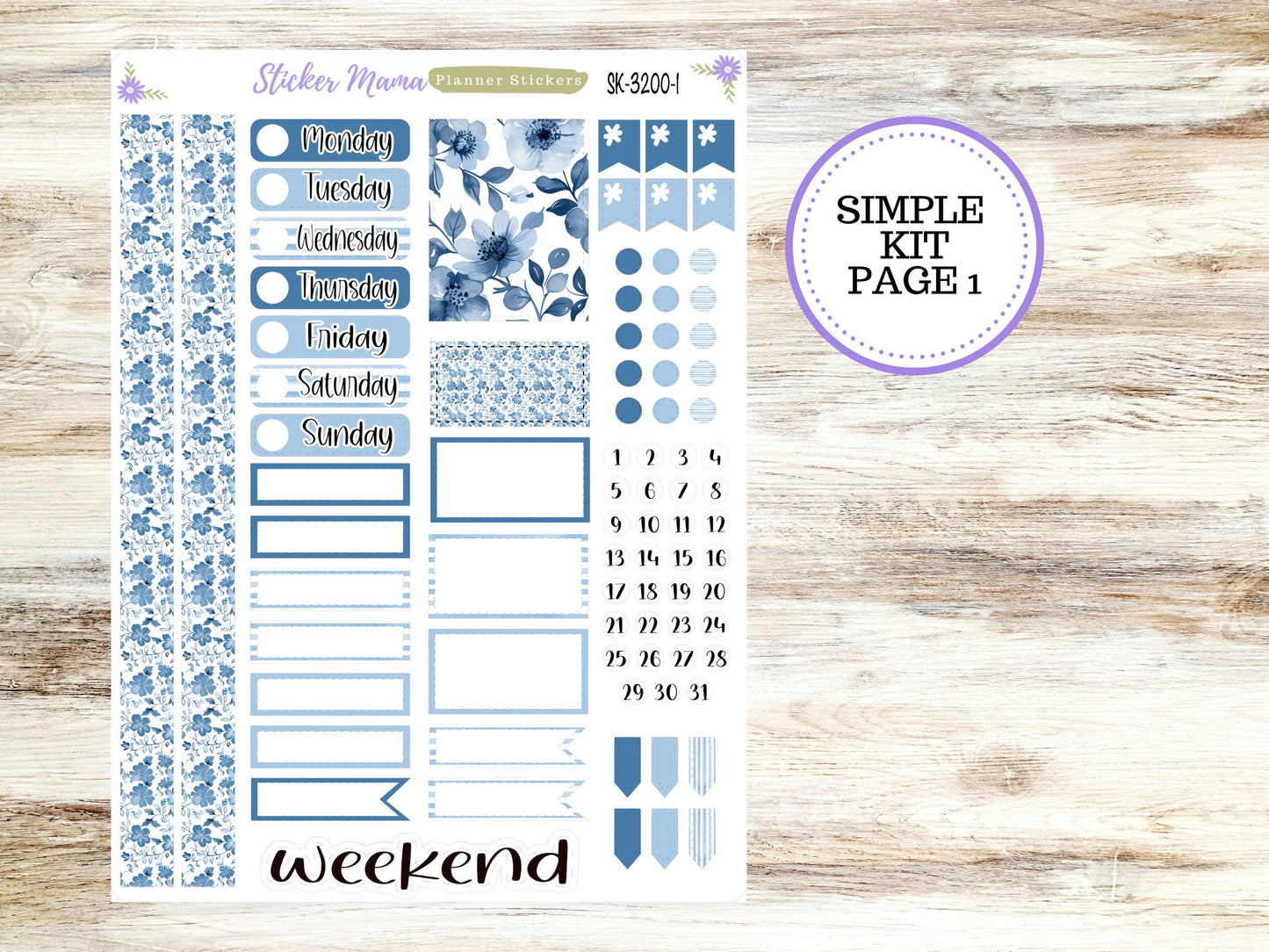 SIMPLE KIT  || #3200 || Cool Blue || Any Kind Planner || Planner Stickers || Planner Stickers