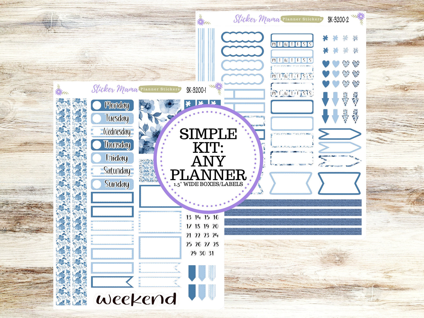 SIMPLE KIT  || #3200 || Cool Blue || Any Kind Planner || Planner Stickers || Planner Stickers