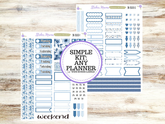 SIMPLE KIT  || #3200 || Cool Blue || Any Kind Planner || Planner Stickers || Planner Stickers