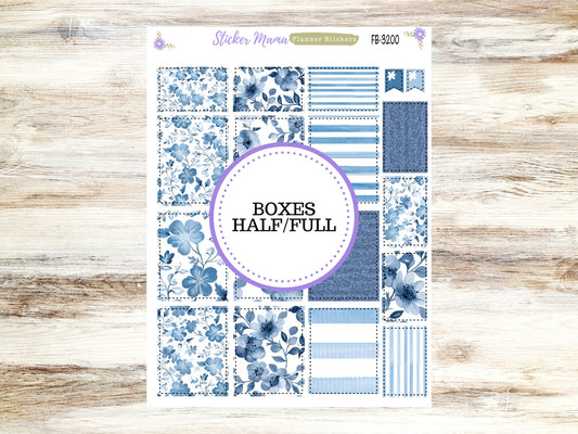 FULL BOXES-3200 || Cool Blue || Planner Stickers -|| Full Box for Planners