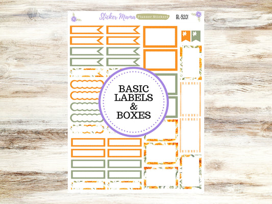 BL-3201 ||  Fall Colors Stickers ||  Basic Label Stickers -  - Half Boxes - Planner Stic