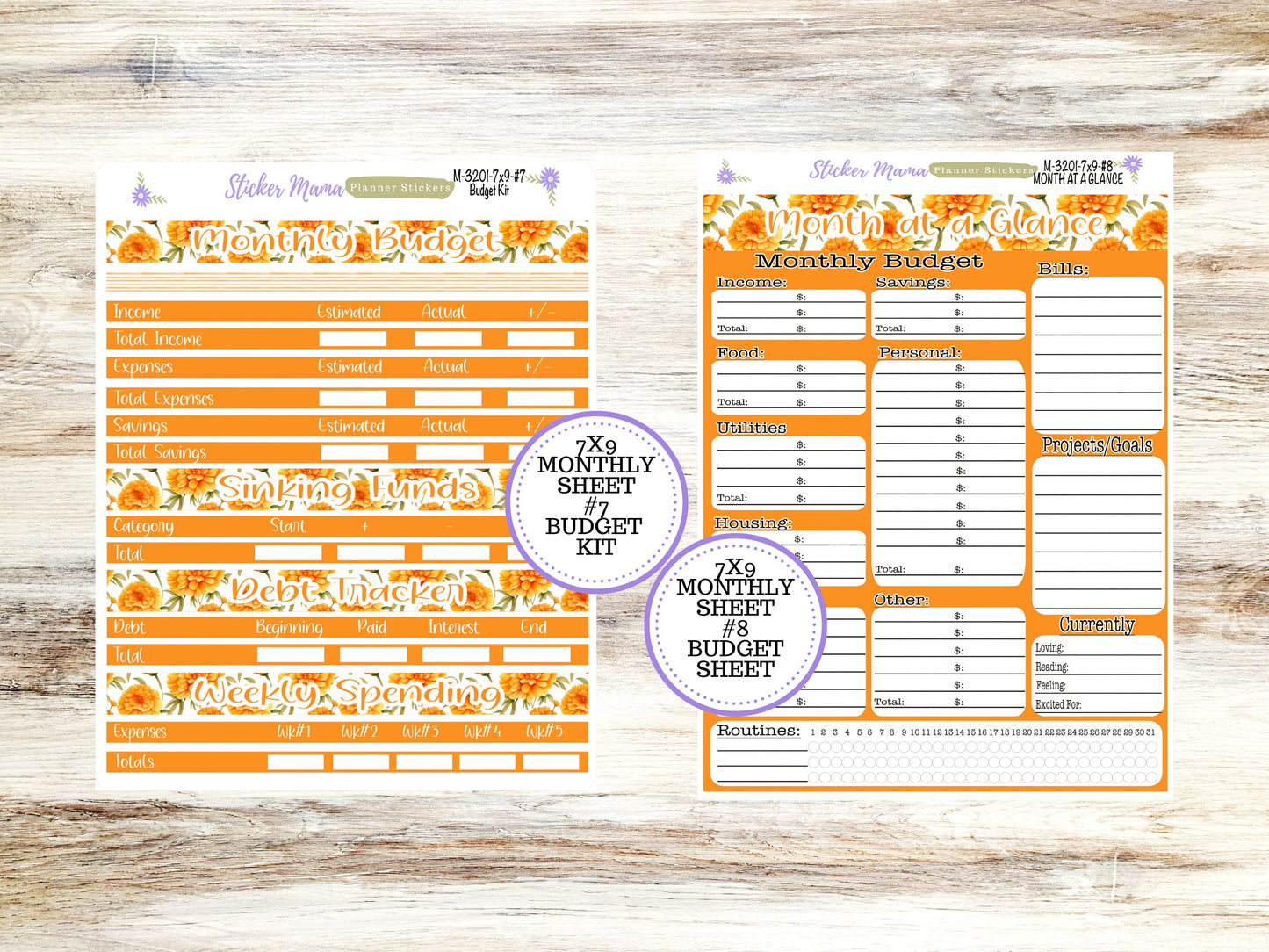 ERIN CONDREN Monthly Kit-3201 || 7X9 || Fall Colors Monthly  - 7x9 EC Any Monthly Kit - Floral Monthly Planner Kits -  Monthly