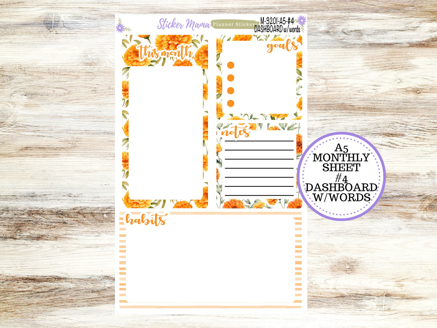 ERIN CONDRE Monthly  Kit-3201 || A5 || Fall Colors Stickers  || - ec any Monthly Kit - Floral Monthly Planner Kits - Monthly