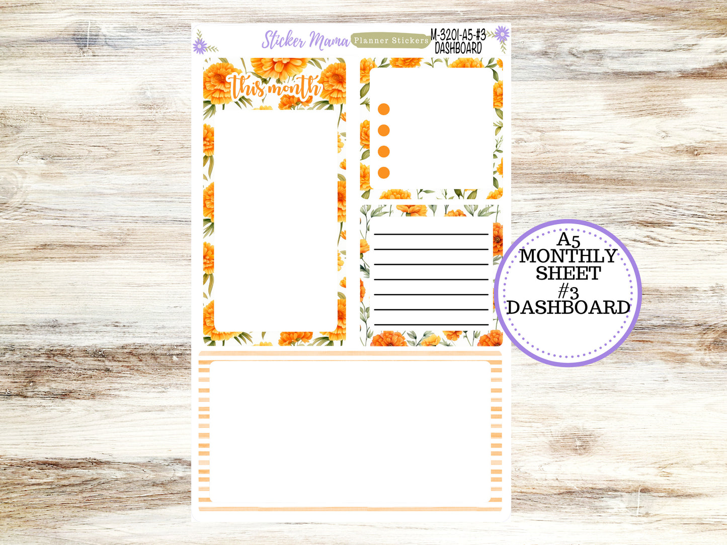 ERIN CONDRE Monthly  Kit-3201 || A5 || Fall Colors Stickers  || - ec any Monthly Kit - Floral Monthly Planner Kits - Monthly