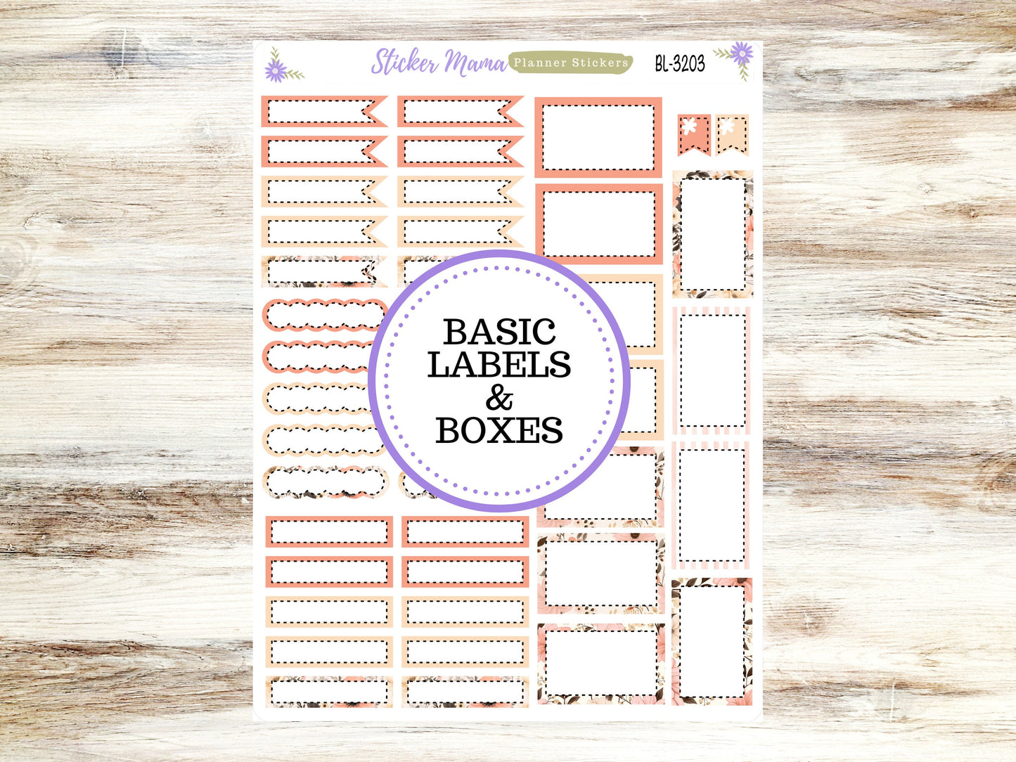 BL-3203 ||  Pretty in Pink Stickers ||  Basic Label Stickers -  - Half Boxes - Planner Stic