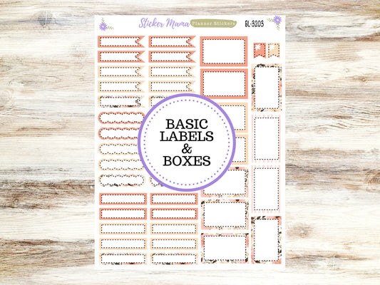 BL-3203 ||  Pretty in Pink Stickers ||  Basic Label Stickers -  - Half Boxes - Planner Stic