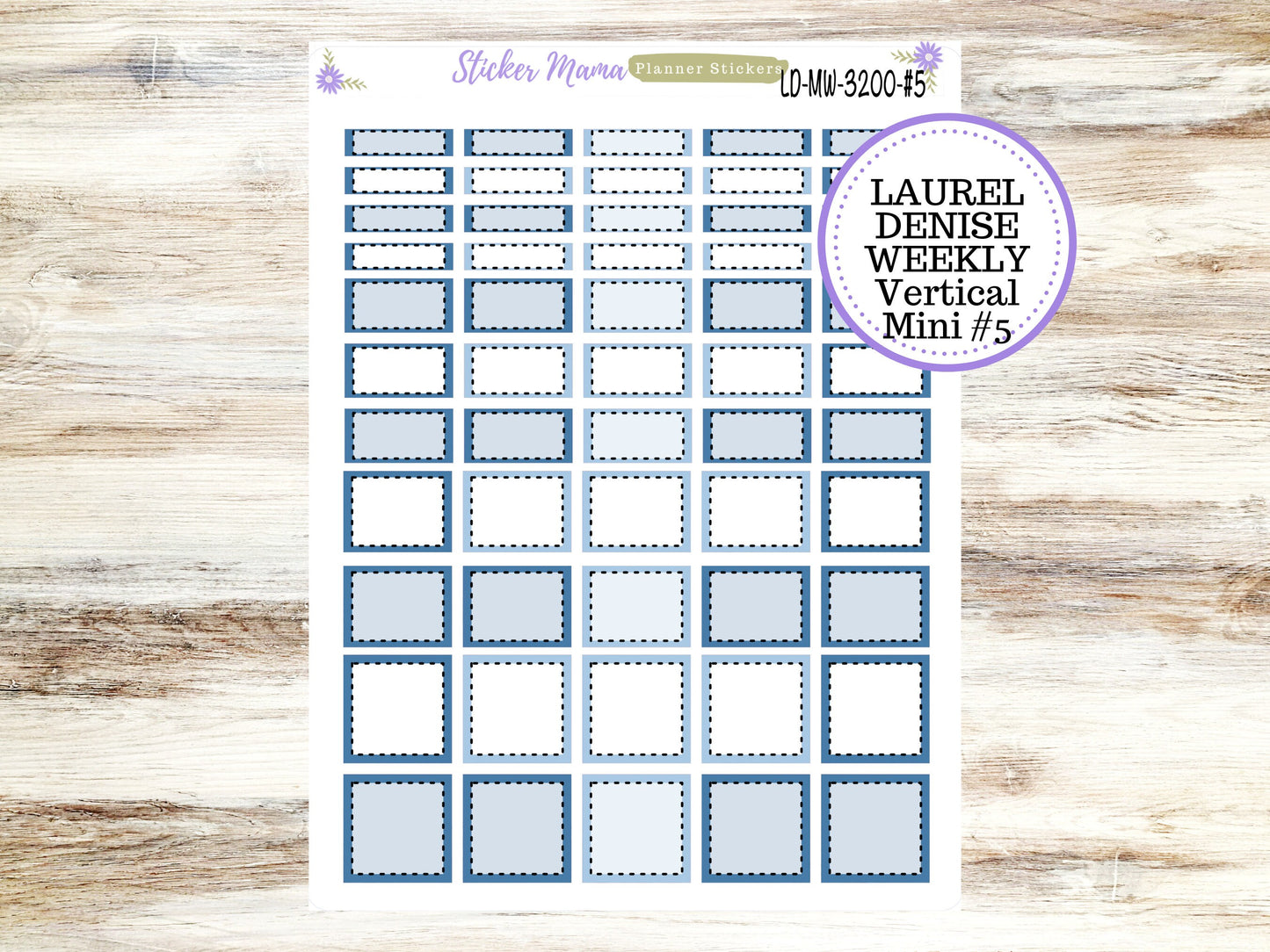 LAUREL DENISE MINI Planner Kit #3200 || Laurel Denise Kit || Laurel Denise Stickers || Laurel Denise Horizontal Vertical || Cool Blue