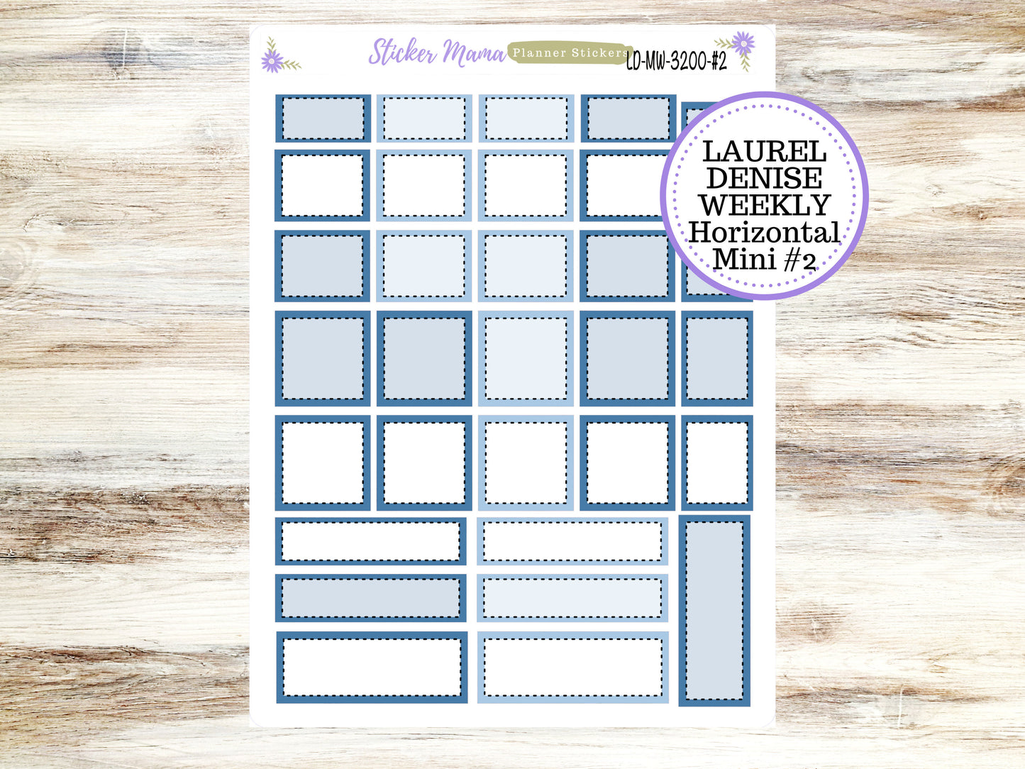 LAUREL DENISE MINI Planner Kit #3200 || Laurel Denise Kit || Laurel Denise Stickers || Laurel Denise Horizontal Vertical || Cool Blue