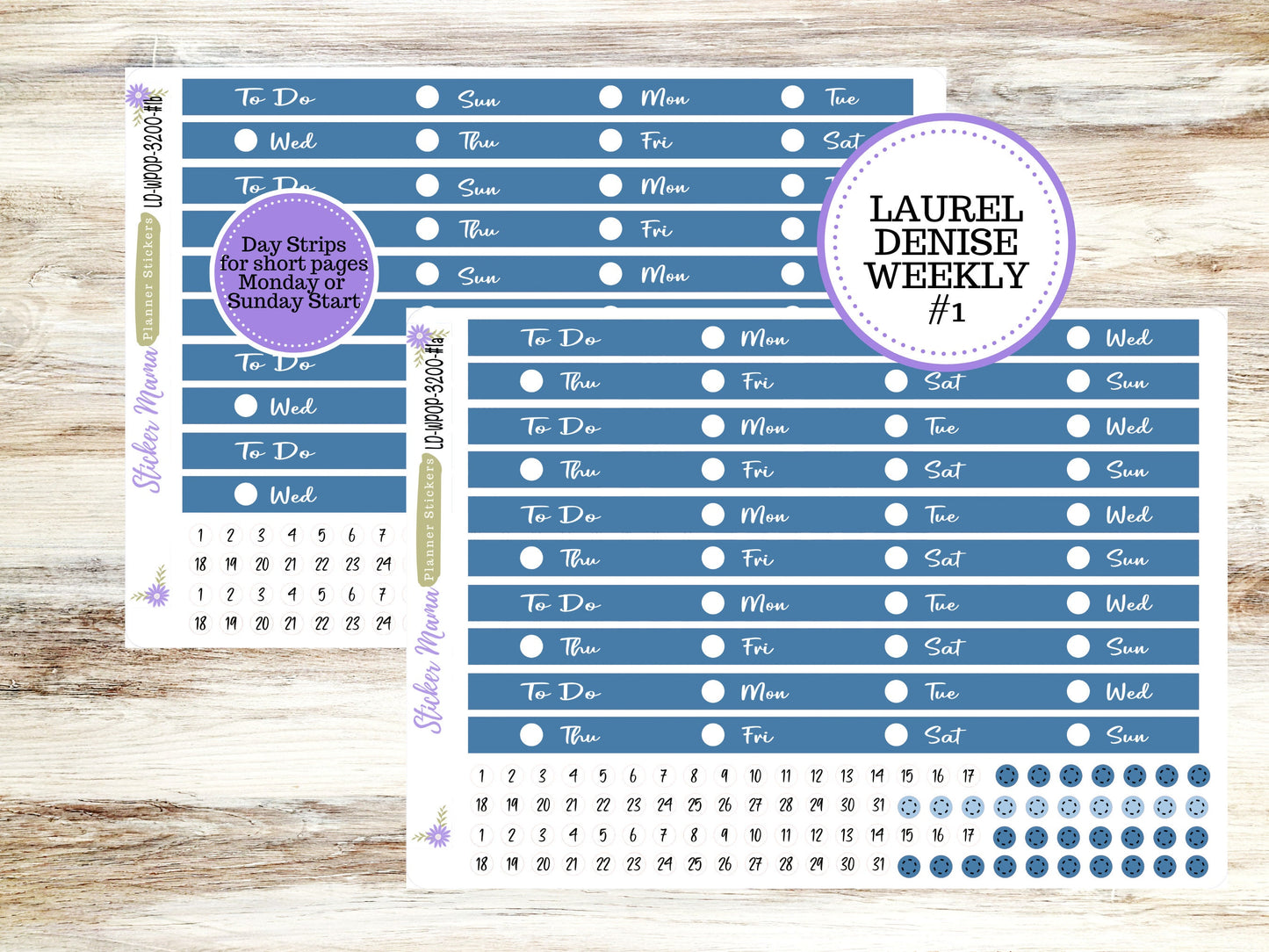 LAUREL DENISE PORTRAIT December Planner Kit #3200 || Cool Blue || Laurel Denise Kit || Laurel Denise Stickers ||  || Floral ld