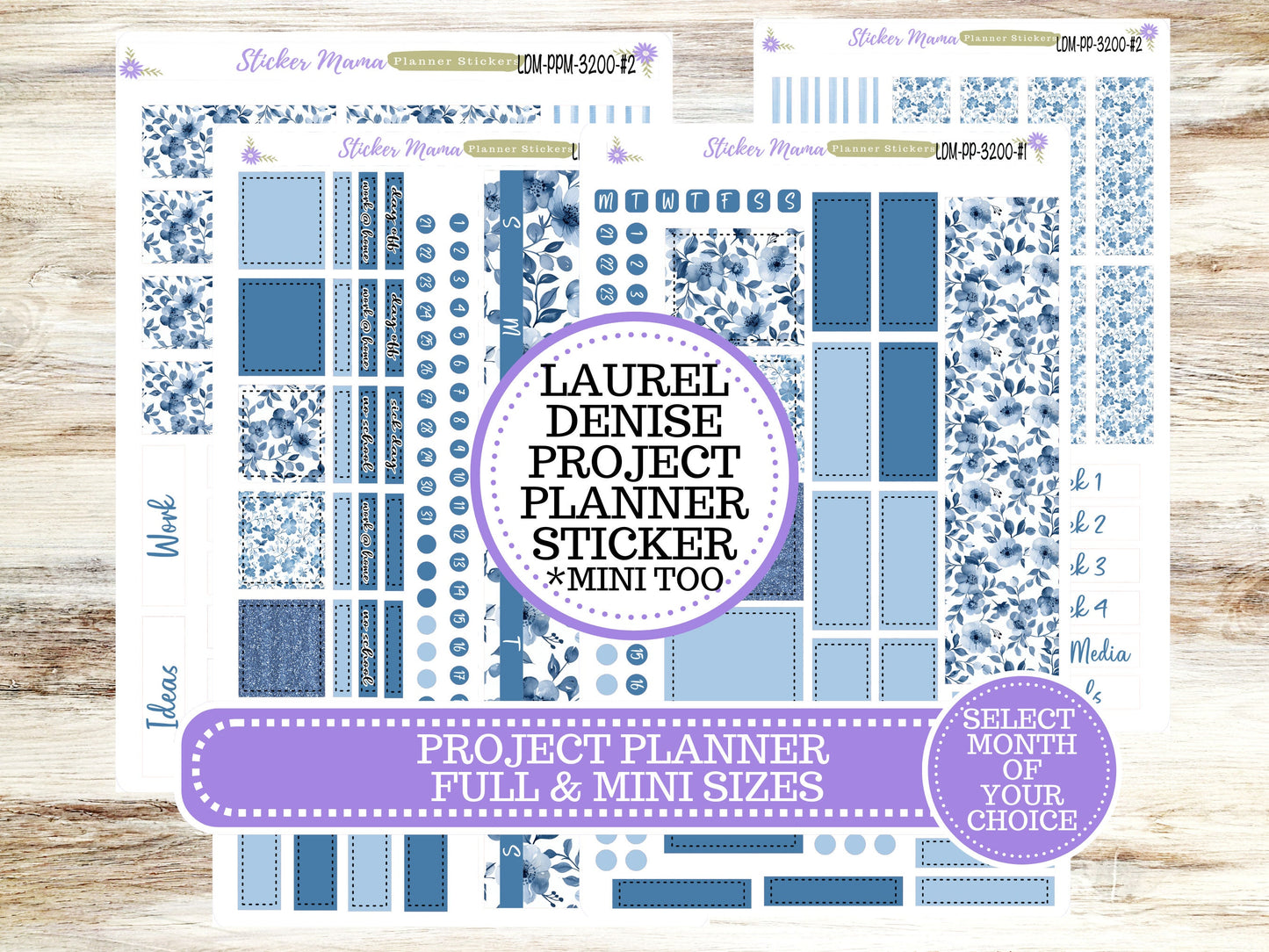 LAUREL DENISE PROJECT December Planner Kit #3200 || Cool Blue || Laurel Denise Kit || Laurel Denise Stickers ||  || Any Month ld