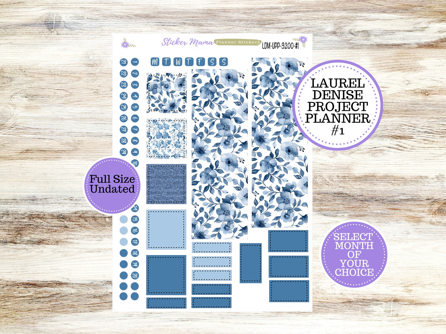 LAUREL DENISE PROJECT December Planner Kit #3200 || Cool Blue || Laurel Denise Kit || Laurel Denise Stickers ||  || Any Month ld