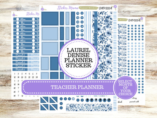 LAUREL DENISE TEACHER Planner Kit #3200 || Cool Blue ||Laurel Denise Kit || Laurel Denise Stickers || Laurel Denise Horizontal Vertical ||