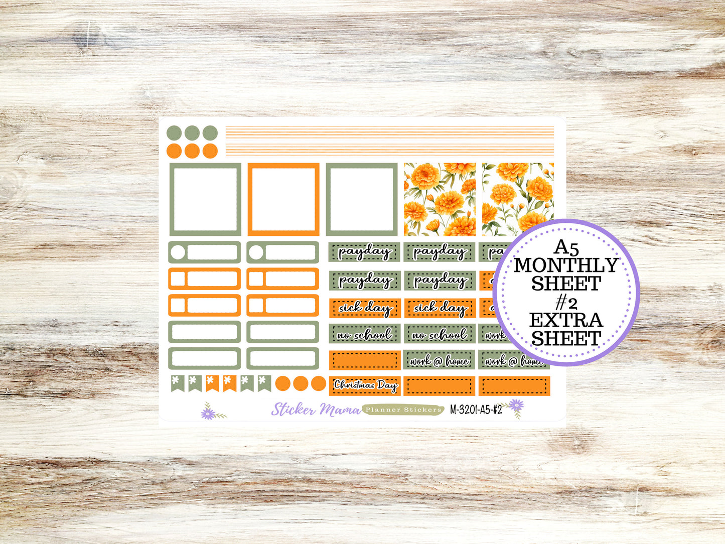 ERIN CONDRE Monthly  Kit-3201 || A5 || Fall Colors Stickers  || - ec any Monthly Kit - Floral Monthly Planner Kits - Monthly