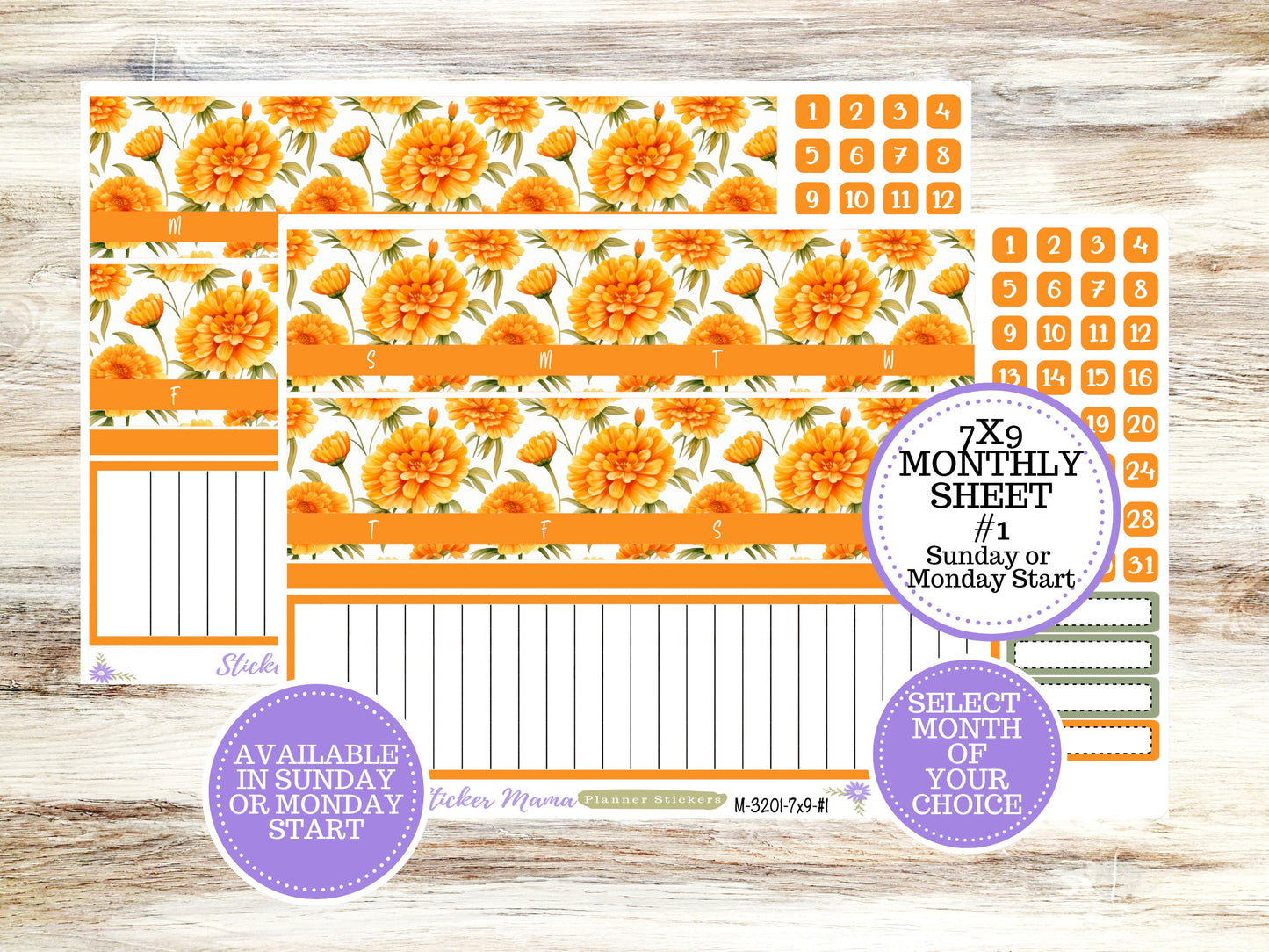 ERIN CONDREN Monthly Kit-3201 || 7X9 || Fall Colors Monthly  - 7x9 EC Any Monthly Kit - Floral Monthly Planner Kits -  Monthly