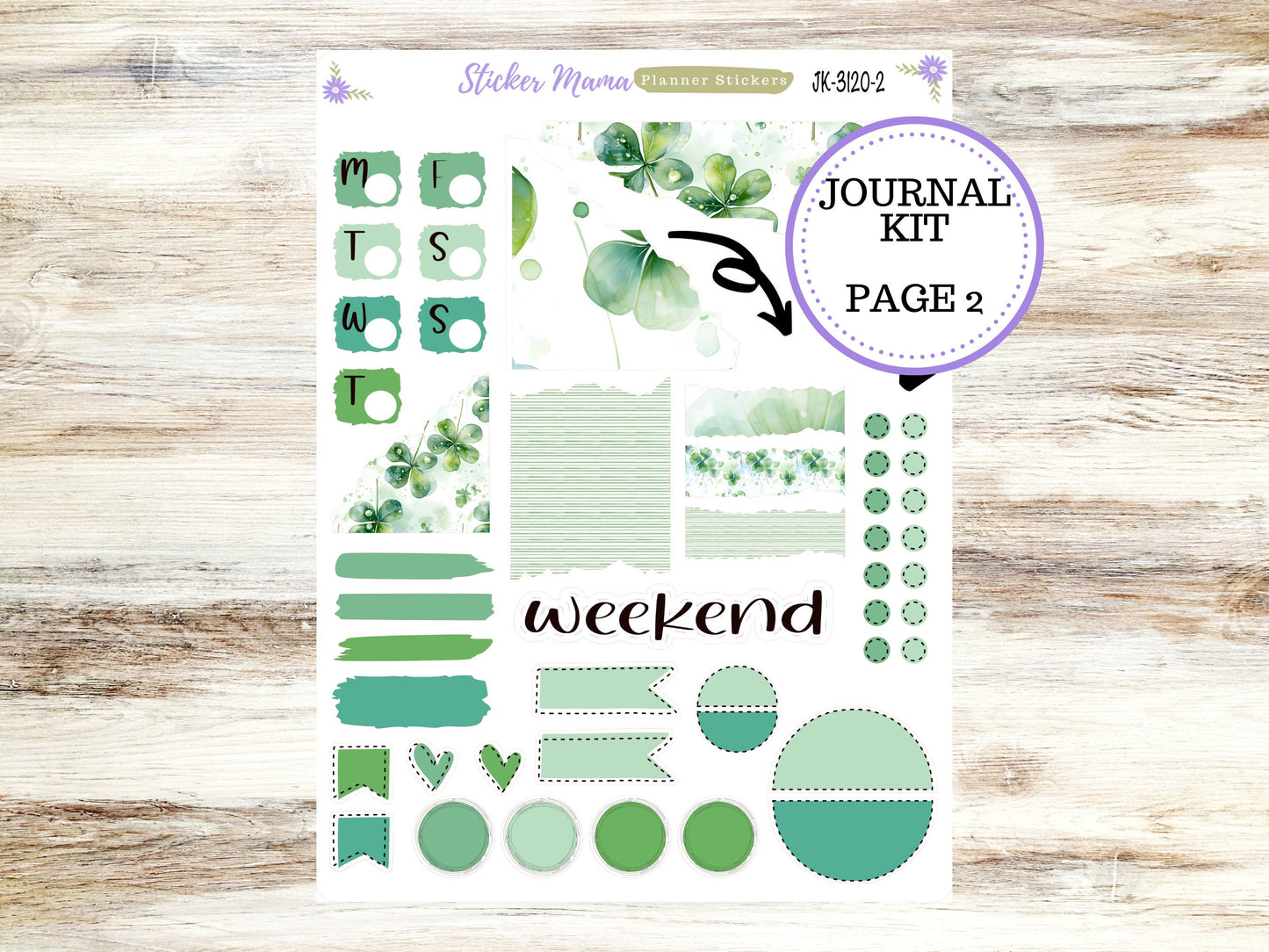 JOURNALING KIT  || #3120 || Shamrock Magic  || Journal Planner || Planner Stickers || Journal Stickers